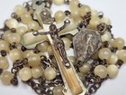 Antique Vintage Catholic Rosary Mother Of Pearl Beads Crucifix France Religious