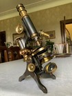 Antique Compact Desk-top Brass Microscope By Negretti   Zambra  London C1900-10