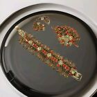 Vintage Juliana Book Piece Brown Orange Yellow Set Earring Bracelet Brooch Gift 
