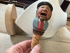 Vintage Anri Hand Carved Painted Wood Mechanical Wine Bottle Cork Stopper Italy 