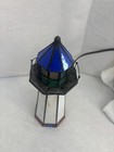 Vintage Tiffany Style Stained Glass Lighthouse Table Lamp Night Light 10  Tall