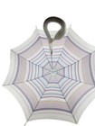 Vintage Gloria Vanderbilt Style Striped Umbrella With Sculpted White Swan Handle