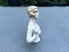 Antique German 3  Porcelain Half Doll Pin Cushion 6099 Skin Tone - Flapper