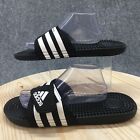 Adidas Sandals Mens 13 Adissage Slides Flats F35580 Black White Rubber Slip On