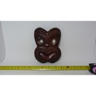 Vintage Maori Hei Tiki Wood Carved Wall Plaque Paua Shell Eyes New Zealand Art