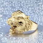 Vintage Gold Plated Tiger Head Ring Stainless Steel Men s Biker Cool Ring Gift