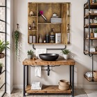 Bathroom Cabinet Wall Mounted Medicine Storage Shelf Door Mirror W  Towel Rack