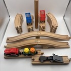 38 Pc Wooden Train Track Lot - Hape Ikea Melissa Doug Bridge Engine Cars Freight