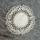 Vintage Crochet Tatted Lace Doily 5 5  Ivory Coaster Antique Linen