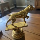 Vtg 1960 Heavy Gold Metal Hunting Dog Statue  On Base