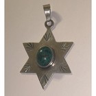 Sterling Silver 925 Star Of David Magen David Eilat Stone Pendant - Vtg Judaica 