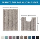 Extra Thick Chenille Bath Mat Set Non Skid Striped Bathroom Rugs Soft Absorbent
