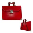 Vintage 50s 60s L Bakelite Leather Briefcase Backpack Attach   Portfolio Bag Rare