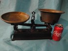 Vtg Apothecary Cast Iron Balance Scale W  Brass Pans Decor 1 Kilog French Force