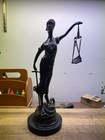 Vtg Bronze Blind Lady Justice Themis Goddess Sculpture Statue 16 Inches Tall