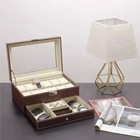 12 Grids Jewelry Case Storage Watch Box Leather Display Organizer Glass Gift New