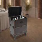 Rectangular Rolling Makeup Train Case Trolley Cosmetic Organizer Box With Mirror