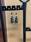 Vintage Silver-tone Black Enamel And Crystal Dangle Earrings
