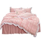 Ruffle Duvet Cover Seersucker Microfiber Vibrant Comforter Cover And Queen Pink