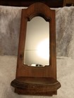 Vtg Rustic Handmade Wooden Wall Oval Mirror W  Candle Shelf Approx 18    X 7   