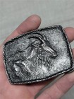 1970s Vintage Goat Belt Buckle Ram Mountain Goat Brass Handcrafted Western