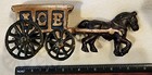 Original Antique Cast Iron White   Black Ice Delivery Wagon With Horse