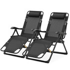 2 Pcs Folding Zero Gravity Chair Adjustable Lounge Chaise Reclining Camping Cot
