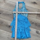 Weissman Showtime Dance Costume 10425 Size Mc Blue Fringe Sequins Skating Tap