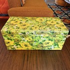 1970   s Vinyl Sears Flower Power Hassock Style Storage Toy Box Lime Green
