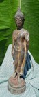 Magnificent Early Rattanakosin Bronze Walking Buddha Statue 16th-17th Century