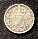 1897 British Silver  3 Pence  Enn Coins