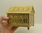 Brass Church Tabernacle Key Box  Luna   Host  Custodial   Communion Box   333