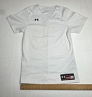 New Under Armour Authentic White Softball Med Jersey Women s S s Ua Full Button