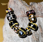 Antique Venetian Assorted Lampwork Trail Decorated Glass African Trade Beads