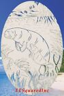 Manatees Window Decal Oval 21x33 Static Cling Tropical Sliding Glass Doors Decor