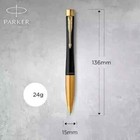Brilliant Parker Urban Series Ballpoint Pen Black gold Clip Fine Nib Blue Ink