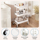 Metal 3 Tiers Utility Rolling Cart  Mobile Storage Shelf With Lockable Caster Wh