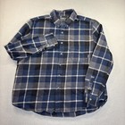 Eddie Bauer Plaid Heavy Flannel Shirt Mens Size Xl Cotton Blue Gray Y2k