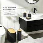 Bathroom Accessory Set  6-pcs Black   Trash Can  Soap Dispenser  Toothbrush Hold
