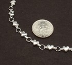 Solid Shiny   Satin Heart Link Charm Anklet Ankle Bracelet Real 14k White Gold