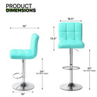 Set Of 4 Blue Adjustable Bar Stools Counter Height Pub Seat Dining Chair W back