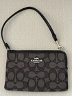 Coach Charcoal Grey Corner Zip Signature Monogram Wristlet