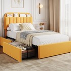 Bed Twin Size Upholstered Frame W  2 Drawer   Storage Headboard For Kids girls