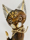 Vintage Primitive Art Hand Carved Wood Cat Painted Wooden 11 5  Tall Kitty