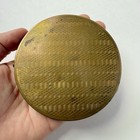 Vintage Blue Enamel Floral Brass 4    Round Large Mirror Powder Compact