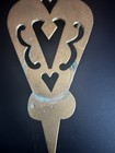 Antique Solid Cast Brass  Heart Design Trivet