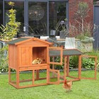 60  Wooden Rabbit Hutch Chicken Coop Hen House Outdoor Pet Cage W nest Box   Run