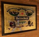 Rare Heineken Mirrored Beer Sign Framed 36x28 Amsterdam Rotterdam Dutch Brewery