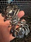 Vintage Womens Floral Brass Belt Buckle 5 1 2    Antiqued Silver Tone Finish Euc