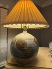 Vintage California Pottery Stoneware Lamp Circa 1970 Hand Painted Earth Tones